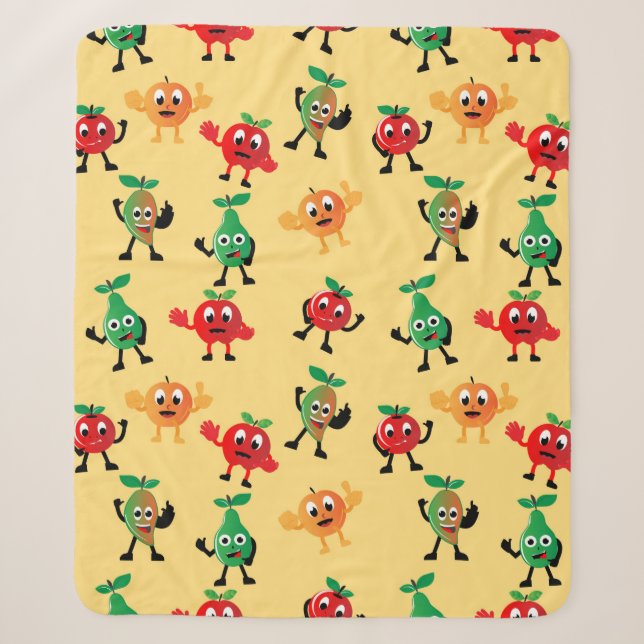Design patterns with cute fruit character shapesab sherpa blanket (Front)