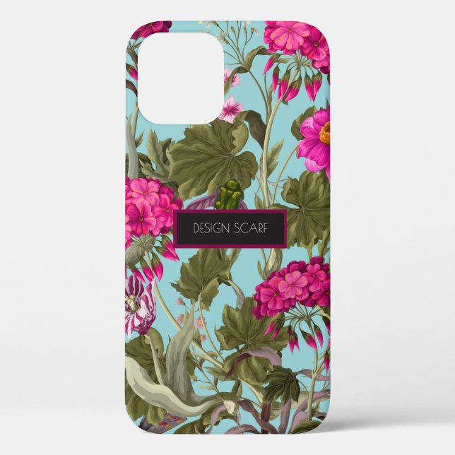 Design scarf with geraniums and wild flowers. Tren Case-Mate iPhone Case (Back)