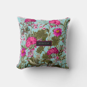 Design scarf with geraniums and wild flowers. Tren Cushion