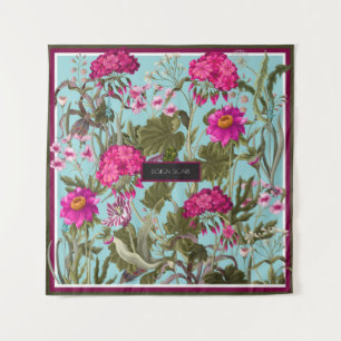 Design scarf with geraniums and wild flowers. Tren Tapestry