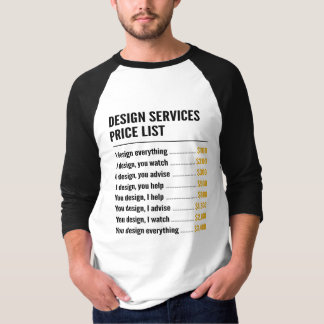 Design Services Price List T-Shirt