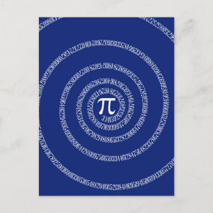 Design Spiral for Pi on Navy Blue Postcard