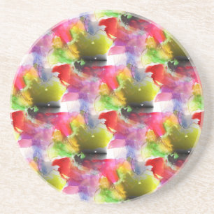 Design texture red, yellow watercolor coaster
