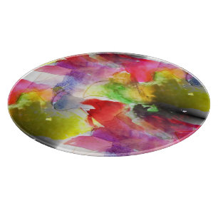 Design texture red, yellow watercolor cutting board