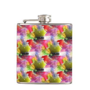 Design texture red, yellow watercolor hip flask