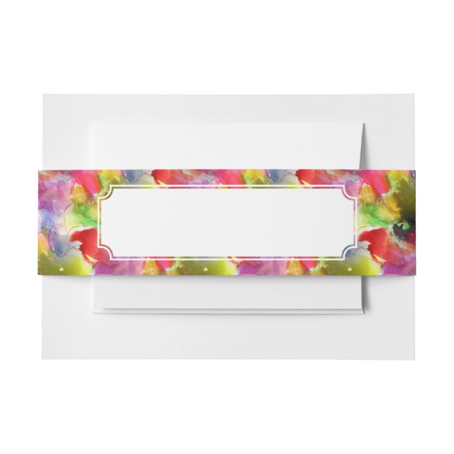 Design texture red, yellow watercolor invitation belly band (Front Example)