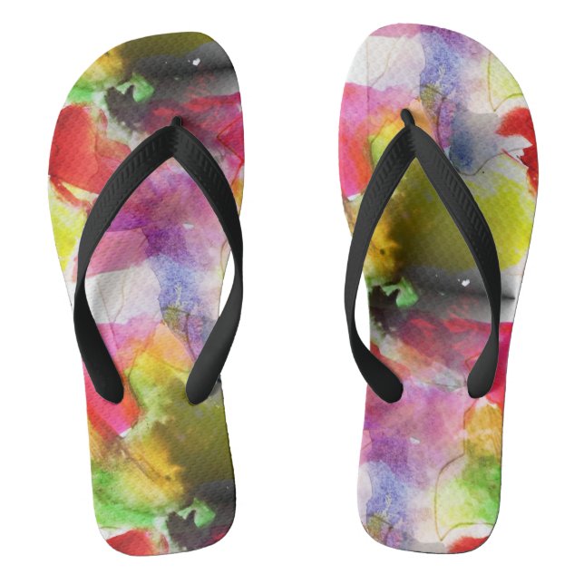 Design texture red, yellow watercolor jandals (Footbed)