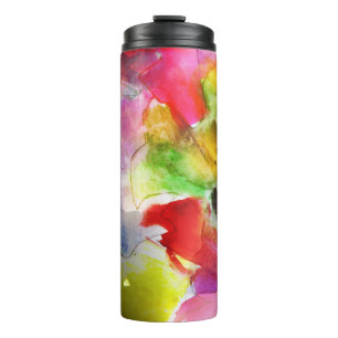Design texture red, yellow watercolor thermal tumbler