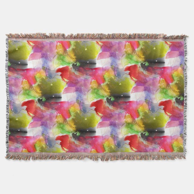 Design texture red, yellow watercolor throw blanket (Front)