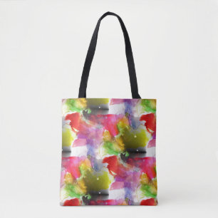 Design texture red, yellow watercolor tote bag