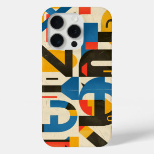 Design using letters in red, blue and ochre iPhone 15 pro case