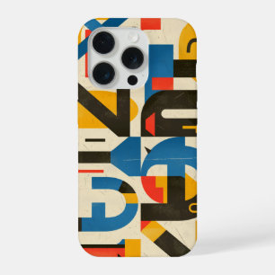 Design using letters in red, blue and ochre iPhone 15 pro case