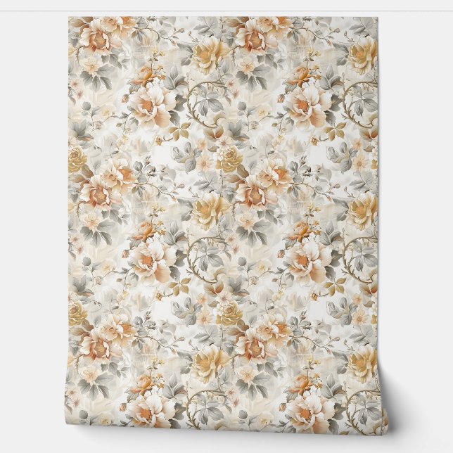 Design wallpaper with a classic flower pattern. (Unrolling)