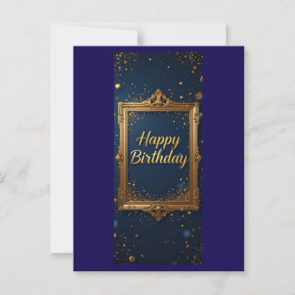 Design with a golden frame on a navy blue colour   postcard