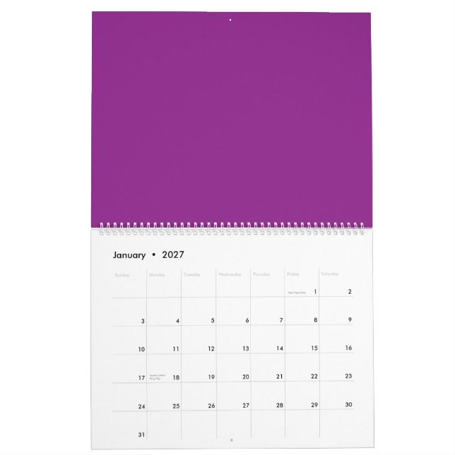 Design with a Stunning Purple Background and White Calendar (Jan 2027)