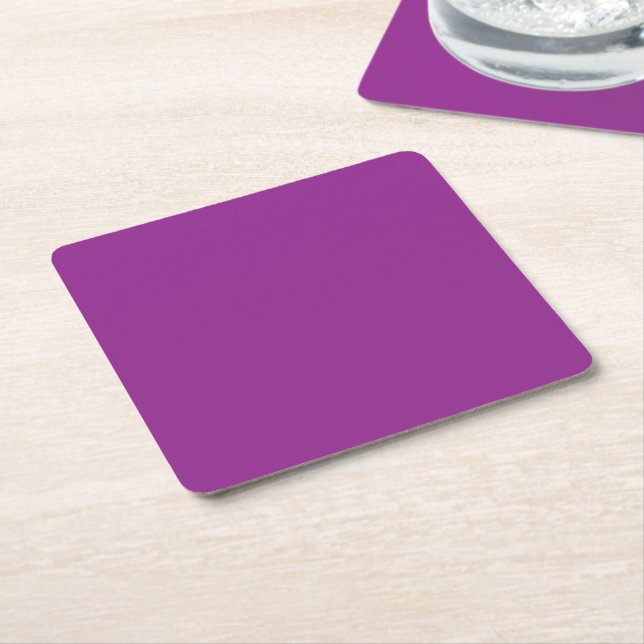 Design with a Stunning Purple Background and White Square Paper Coaster (Angled)