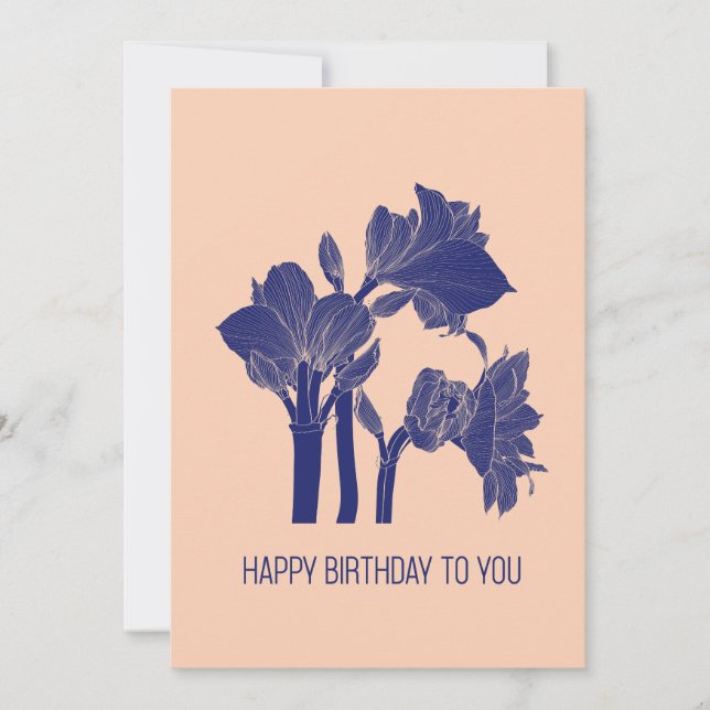 Design with amaryllis flowers line art. holiday card (Front)