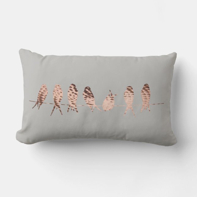 Design with Copper Birds on Wire Art | Pillows (Front)