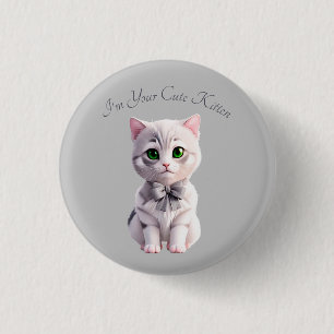 Design with cute grey kitten 3 cm round badge