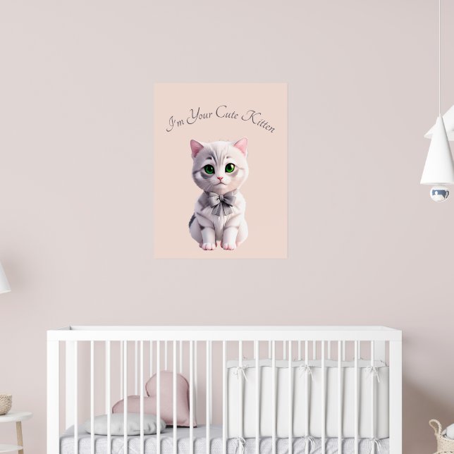 Design with cute grey kitten poster (Nursery 2)