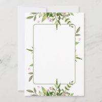 Design with olive green leaf spray pink flowers
