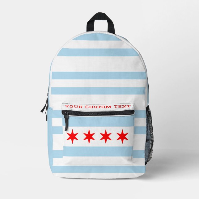 Design with the flag of chicago, city pride printed backpack (Front)