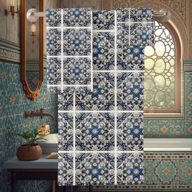 Design with Traditional Elegance | Morrocan Tiles Bath Towel Set (Creator Uploaded)
