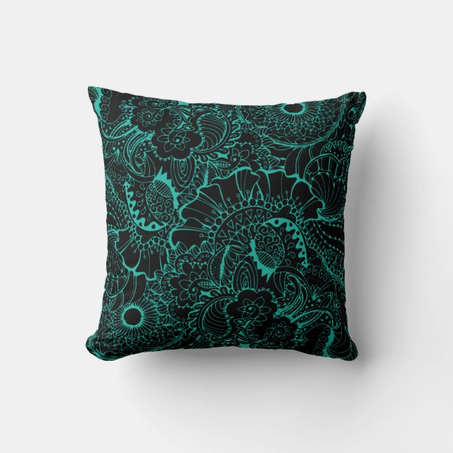  design with turquoise pattern cushion (Front)