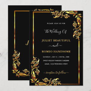 Design Your Black Gold Wedding Invitations Example