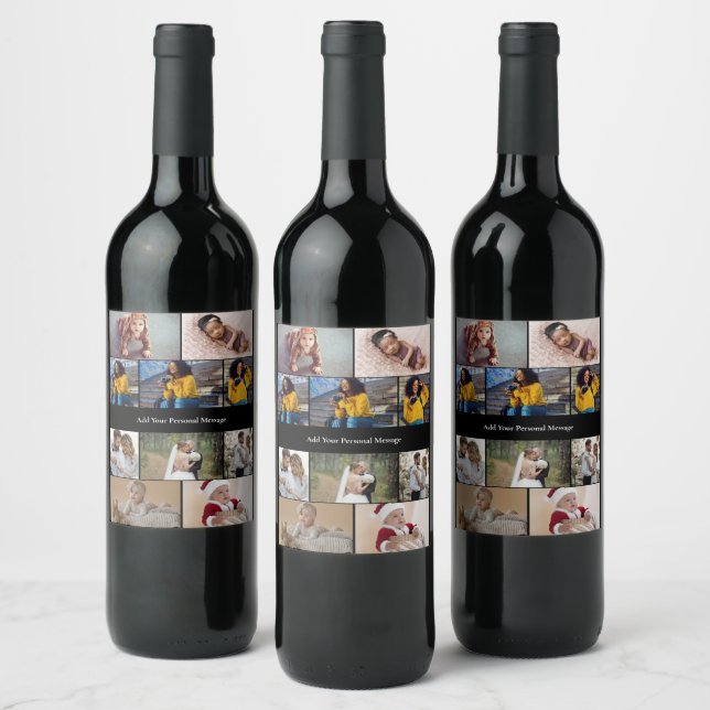 Design Your Own 10 Photo Collage Wine Label (Bottles)