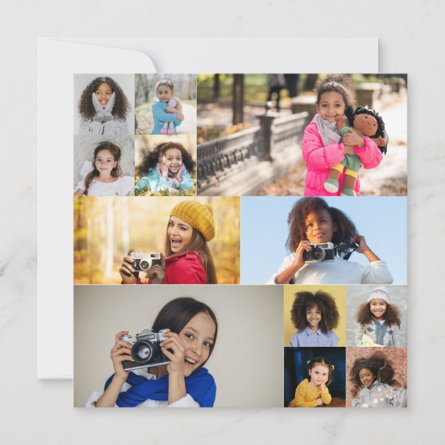 Design Your Own 12 Photo Collage Holiday Card (Front)