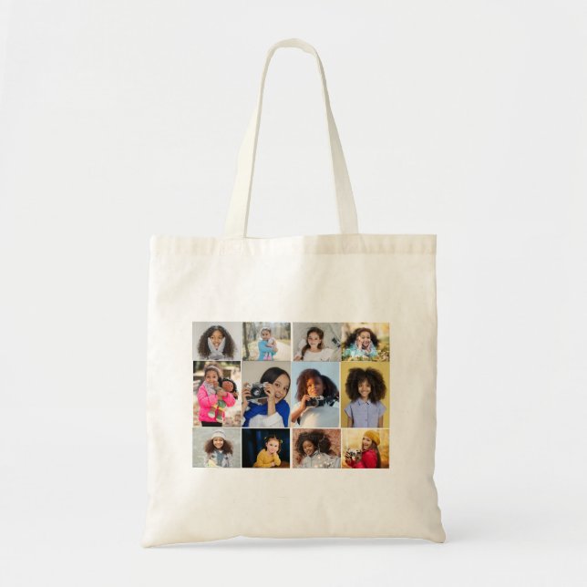 Design Your Own 12 Photo Collage Tote Bag (Front)