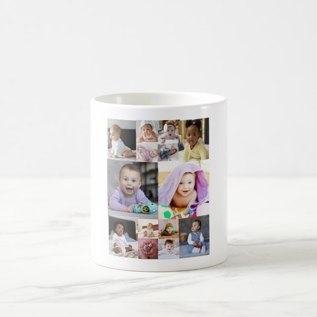 Design Your Own 14 Photo Collage Coffee Mug (Center)