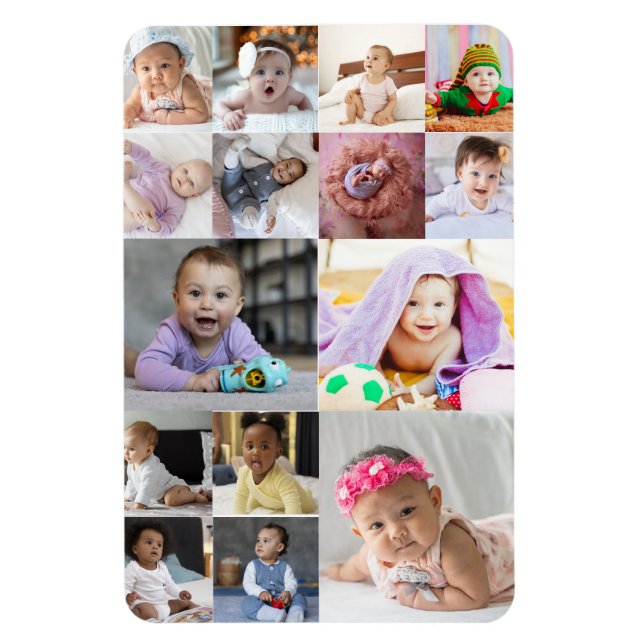 Design Your Own 15 Photo Collage Magnet (Vertical)