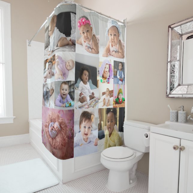 Design Your Own 15 Photo Collage Shower Curtain (In Situ)