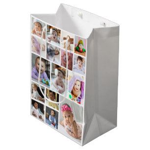 Design Your Own 16 Photo Collage Medium Gift Bag