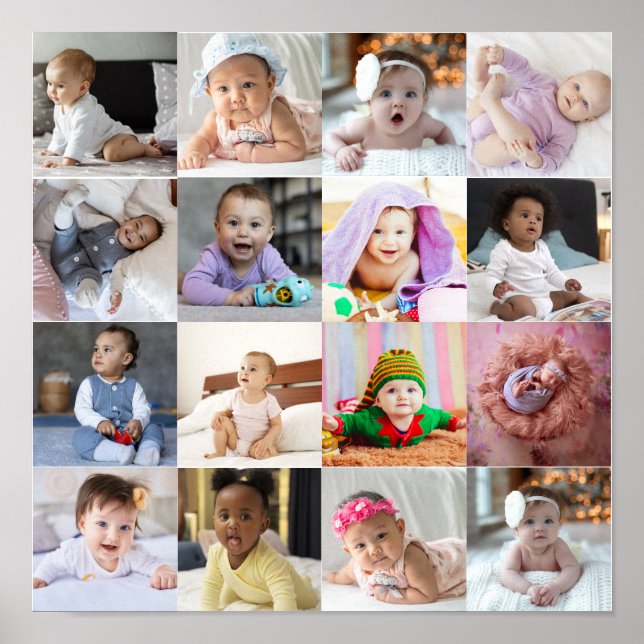 Design Your Own 16 Photo Collage Poster (Front)