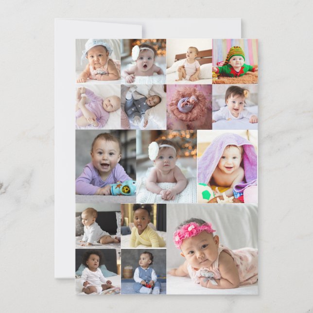 Design Your Own 16 Photo Collage Thank You Card (Front)