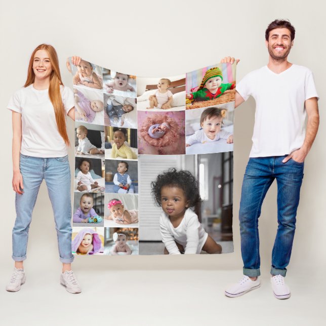 Design Your Own 17 Photo Collage Fleece Blanket (In Situ)