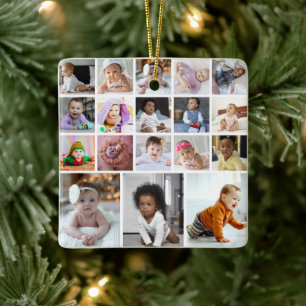 Design Your Own 18 Photo Collage Ceramic Ornament