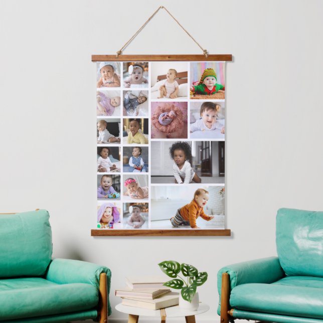 Design Your Own 18 Photo Collage  Hanging Tapestry (Living Room)