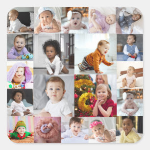 Design Your Own 20 Photo Collage Square Sticker