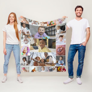 Design Your Own 21 Photo Collage Fleece Blanket