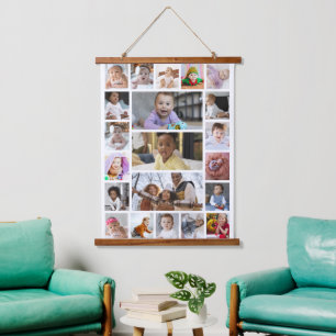 Design Your Own 21 Photo Collage Hanging Tapestry