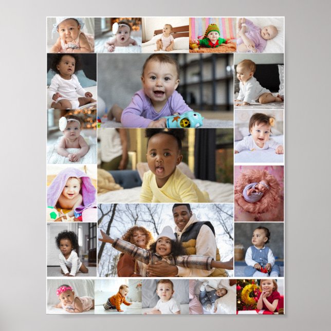 Design Your Own 21 Photo Collage Poster (Front)