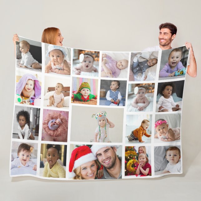 Design Your Own 22 Photo Collage Fleece Blanket (In Situ)