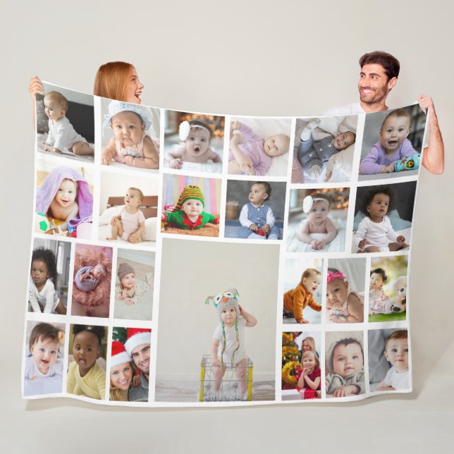 Design Your Own 25 Photo Collage Fleece Blanket (In Situ)