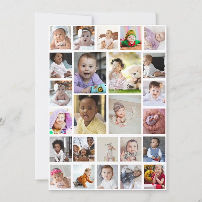 Design Your Own 25 Photo Collage Framed Art Holiday Card (Front)