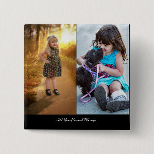 Design Your Own 2 Photo Collage 15 Cm Square Badge