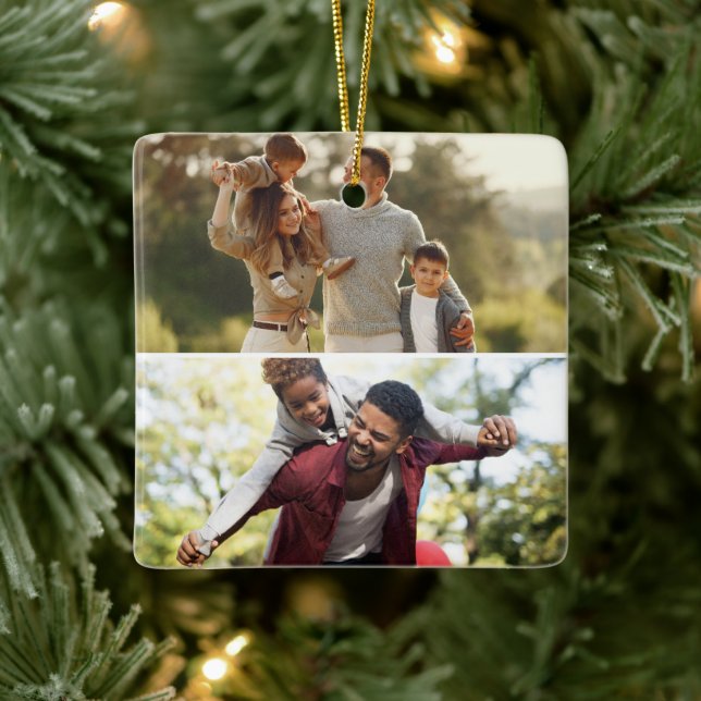 Design Your Own 2 Photo Collage Ceramic Ornament (Tree)